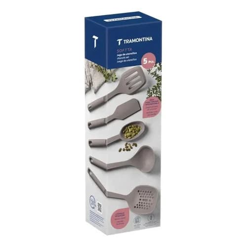 Juego De Utensilios Tramontina Softta Silicone Grey 5 Piezas — imagen 8 de 8