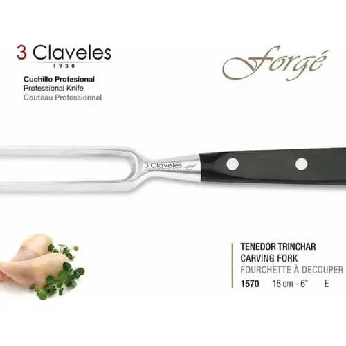 Tenedor Trinchador 3 Claveles Forge 16 Cm Mango Negro — imagen 3 de 3