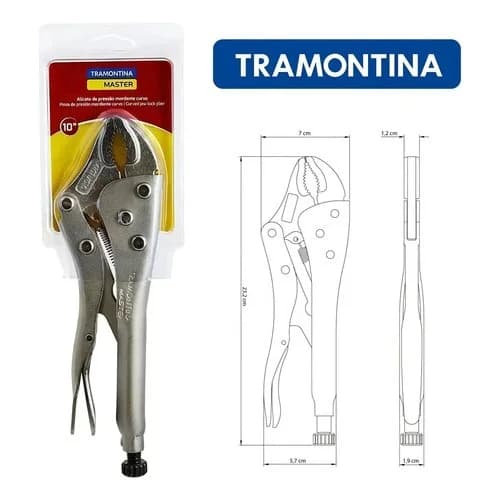 Alicate a Presión Tramontina Curvo de Acero 10 Pulgadas — imagen 6 de 7