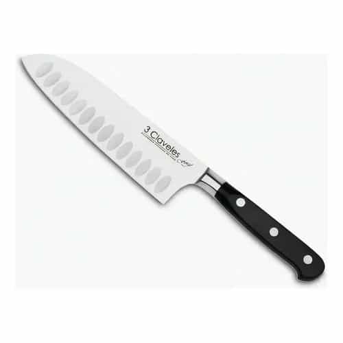 Cuchillo Santoku 3 Claveles Forjado Alveolado 17 Cm Acero