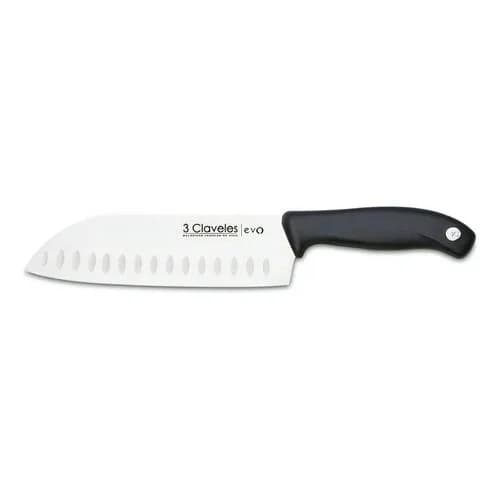Cuchillo Santoku 3 Claveles Estriado 18 Cm Acero Inoxidable Negro — imagen 1 de 3