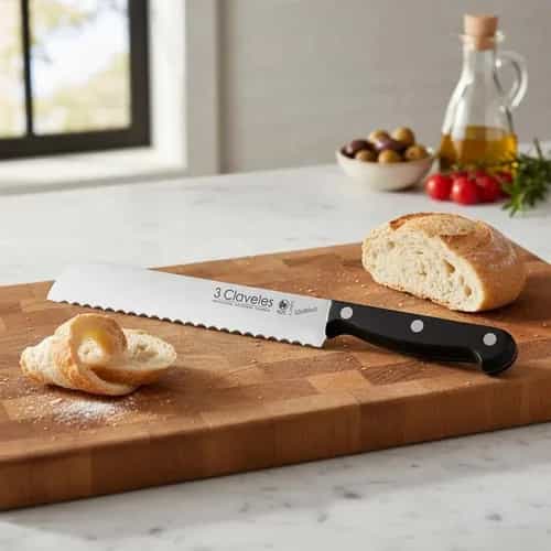 Cuchillo De Pan 3 Claveles Uniblock 20 Cm Acero Inoxidable Negro