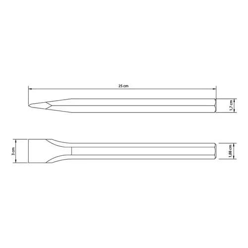 Cincel Hexagonal Tramontina 10 X 250 Mm Acero Al Carbono — imagen 3 de 3