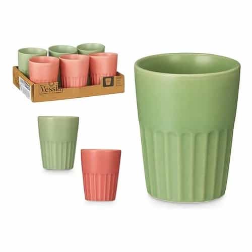 Vaso Para Café De Cerámica 300 Ml Verde / Coral