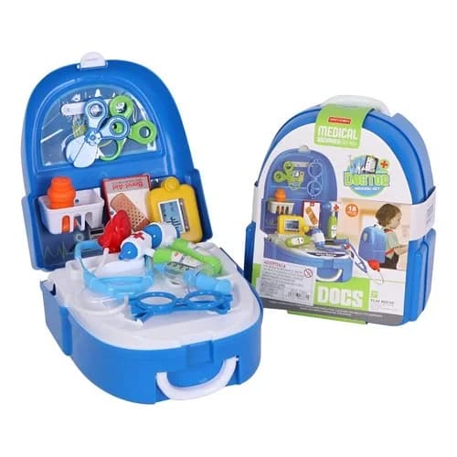 Mochila Con Juego De Doctor Infantil 18 Piezas Azul — imagen 1 de 4