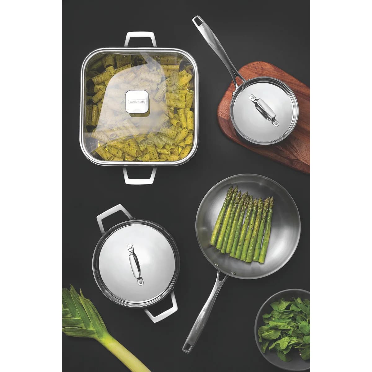Sartén Tramontina Grano Triple Fondo 30 cm 3,4 L Acero Inoxidable — Apta Inducción — imagen 4 de 8