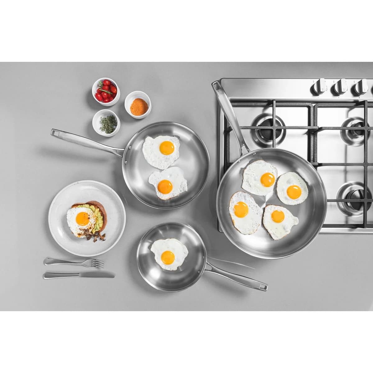 Sartén Tramontina Grano Triple Fondo 30 cm 3,4 L Acero Inoxidable — Apta Inducción — imagen 6 de 8