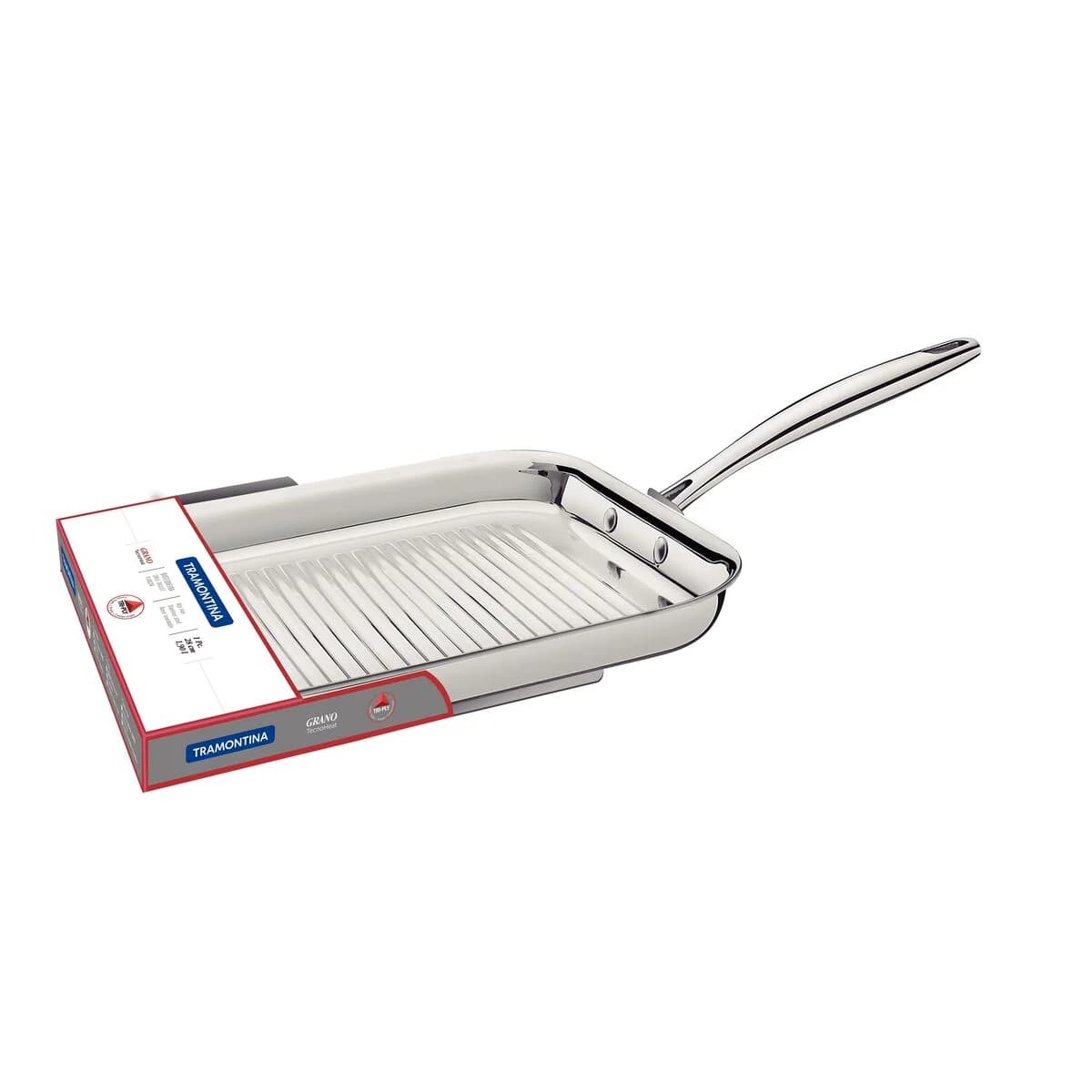 Plancha Bifera Tramontina Grano 26 cm 1,9 L Acero Inoxidable Cuerpo Triple — Apta Inducción — imagen 1 de 5