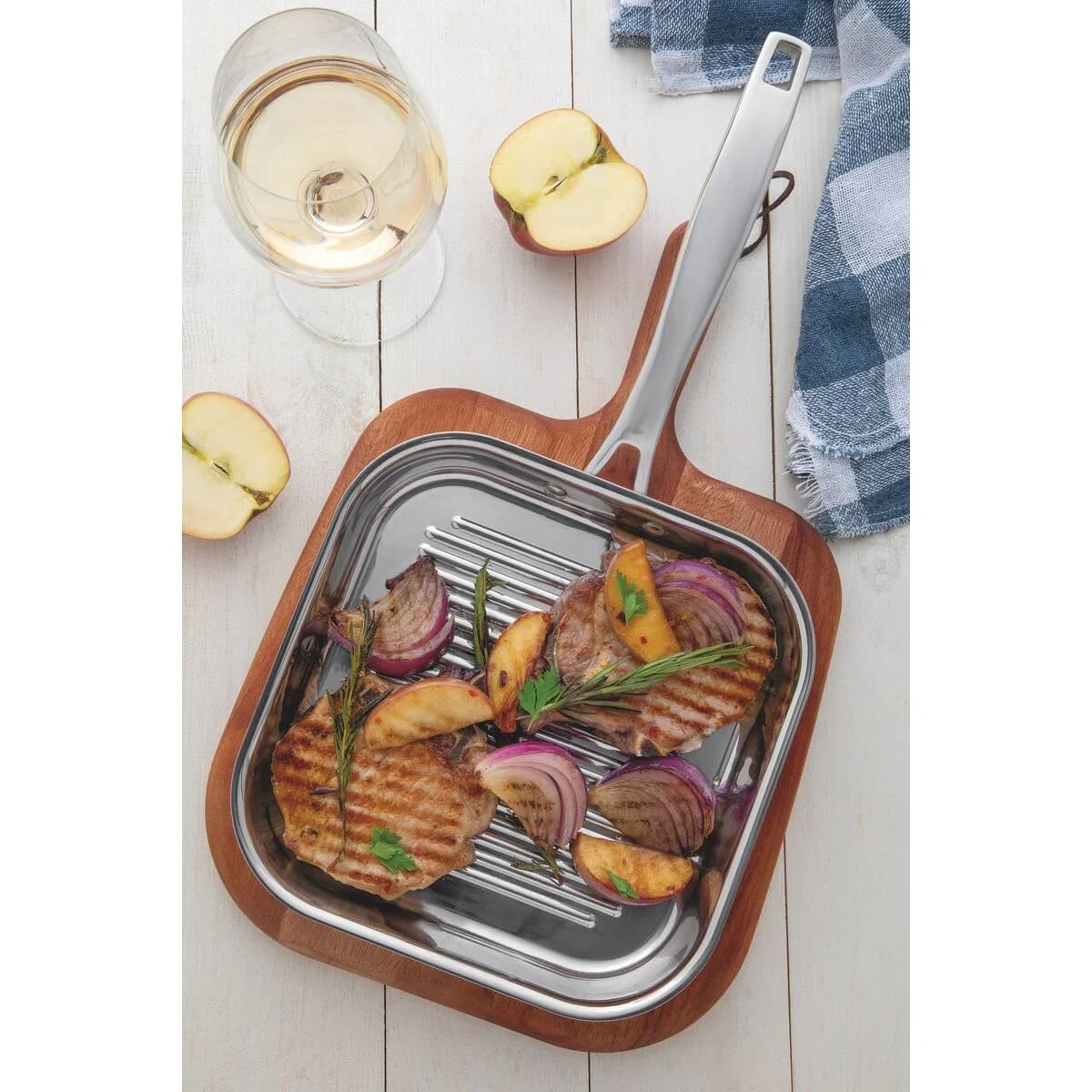 Plancha Bifera Tramontina Grano 26 cm 1,9 L Acero Inoxidable Cuerpo Triple — Apta Inducción — imagen 4 de 5