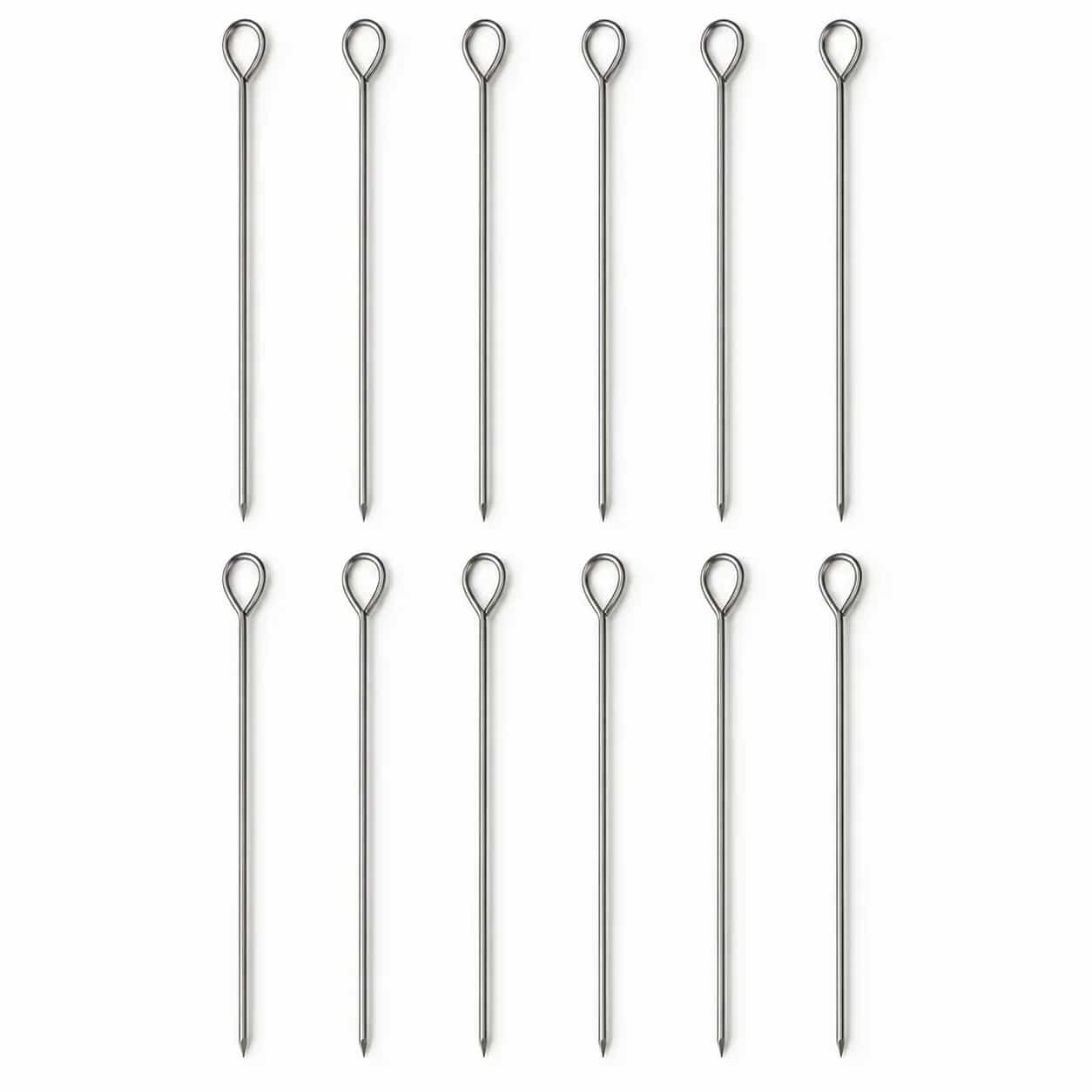 Set 12 Pinchos de Acero para Brochetas y Parrilla 35 cm