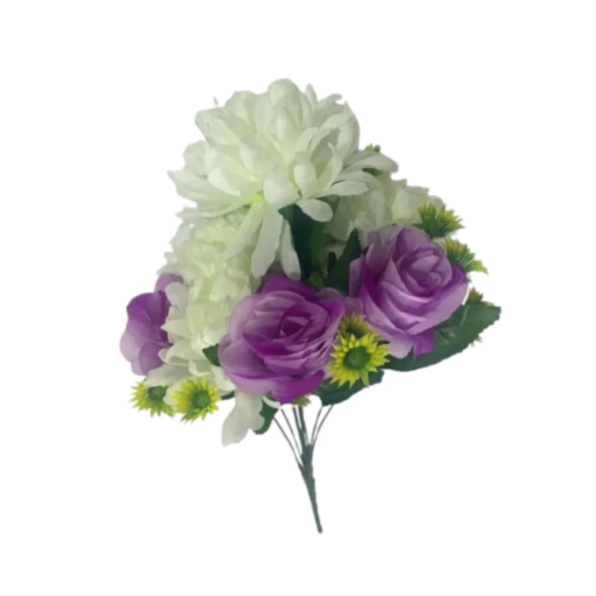 Ramo de Rosas y Dalias Artificiales con 9 Flores — imagen 1 de 2