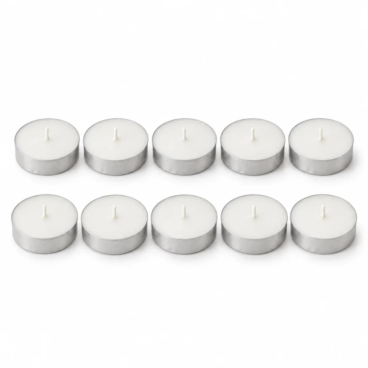 Set 10 Velas Blancas Chatas 4 x 1 cm