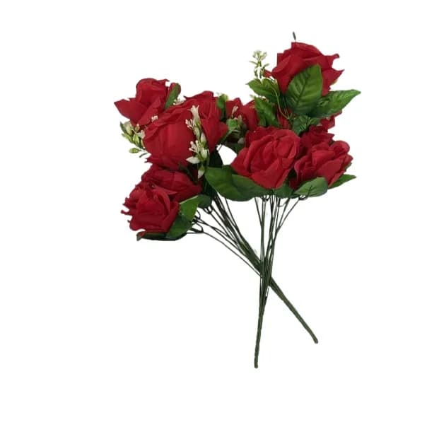 Ramo de Rosas Rojas Artificiales con 11 Flores