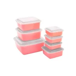 Juego Tuppers Plastico 7 Piezas Contenedores Bpa Free