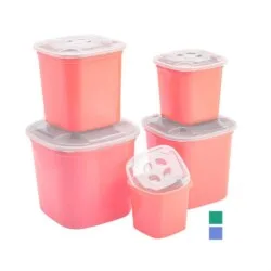 Juego Contenedores Tuppers Plastico 5 Piezas Grupo Dos