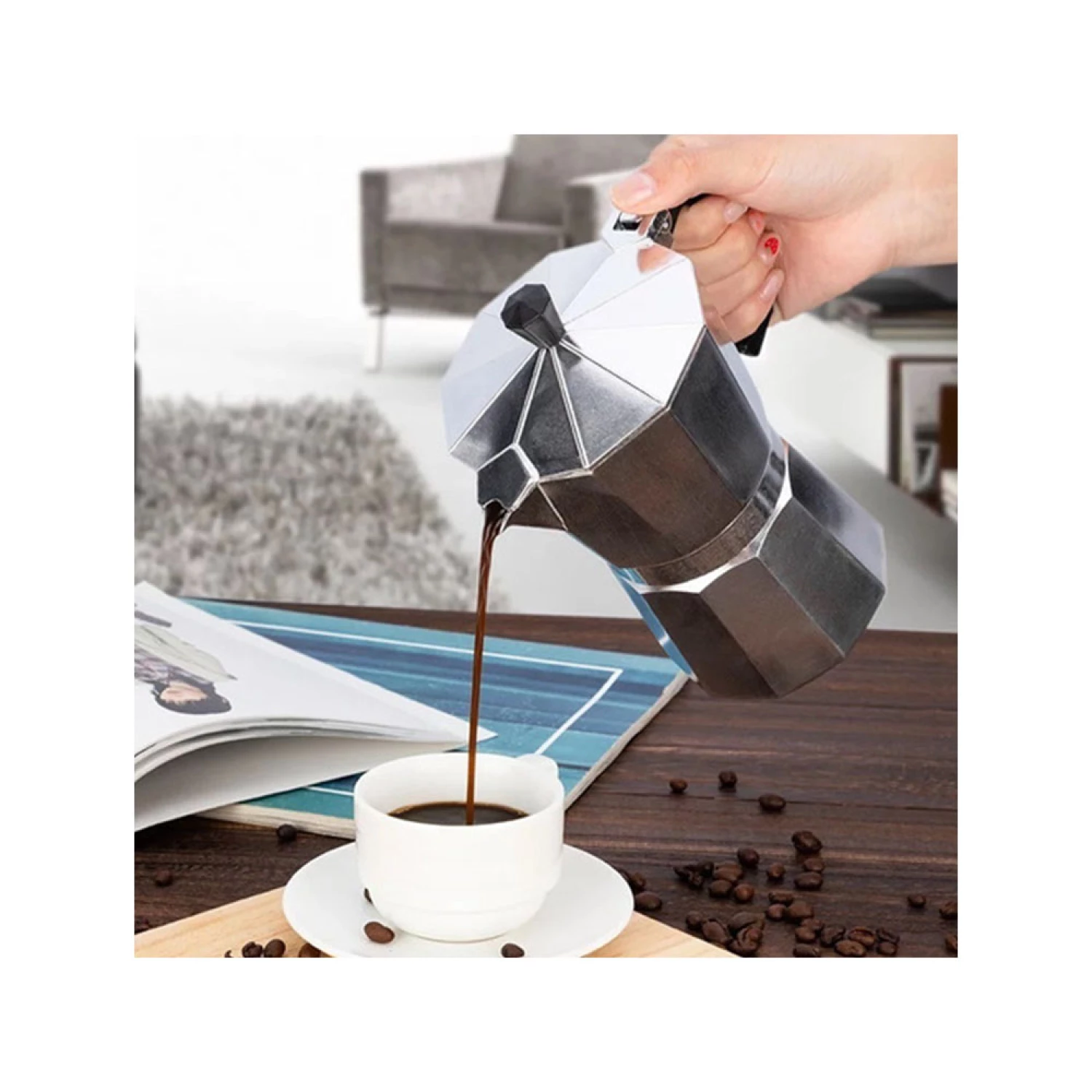 Cafetera Italiana de Aluminio 600ml (12 tazas) - ProductShop