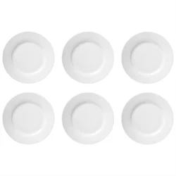Plato De Mesa Llano Porcelana 24 Cm Blanco X 6 Uni