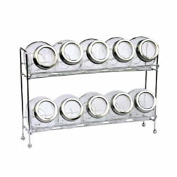 Juego Set De 10 Especieros Cocina Con Soporte Metal 200 Ml