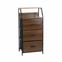 Mueble Organizador Tela Acero Y Madera 3 Cestos Cajones