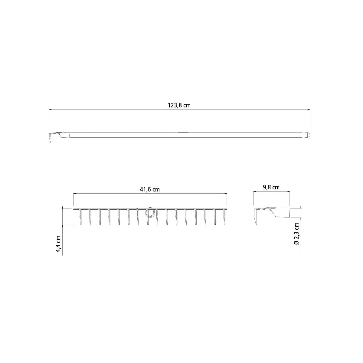Rastrillo 16 Dientes Mango De Madera 120 Cm Tramontina - Imagen 3