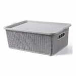 Caja Organizadora Plastico Simil Ratan Con Tapa Grupo Dos