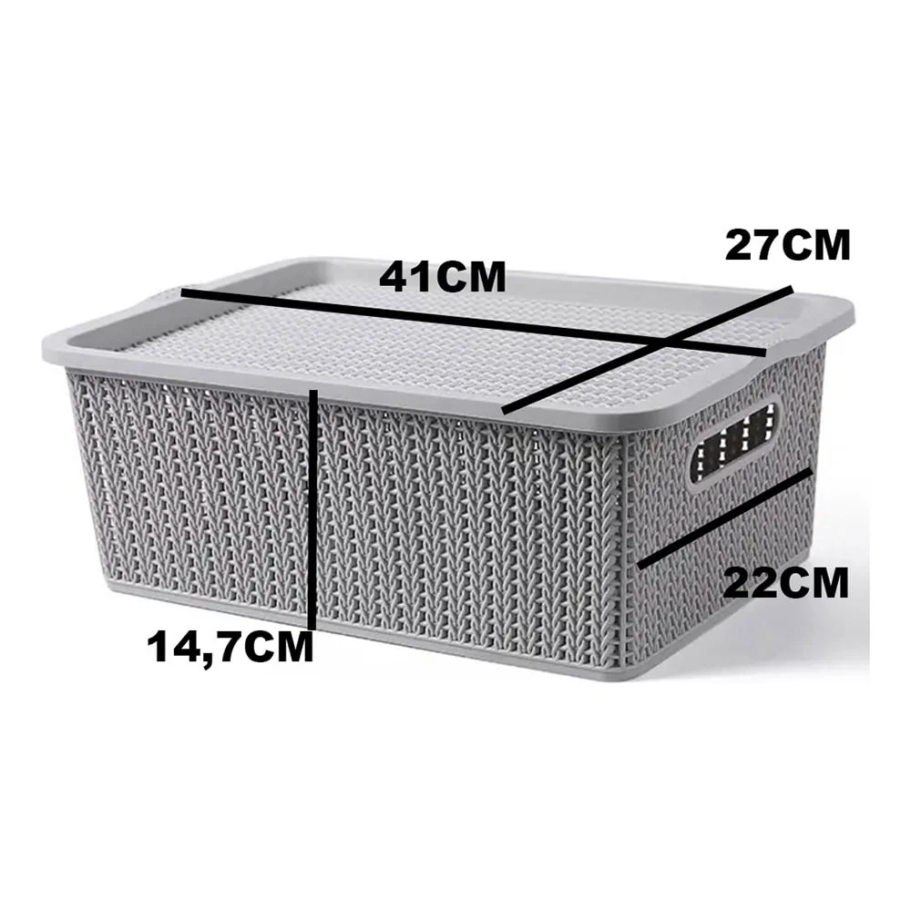 Caja Organizadora Plastico Simil Ratan Con Tapa Grupo Dos - Imagen 3