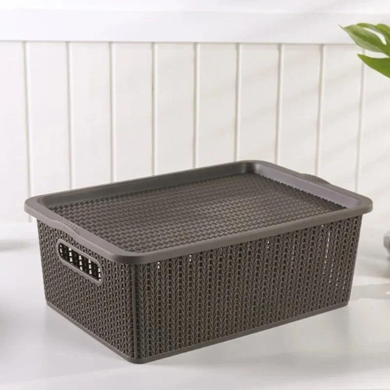 Caja Organizadora Plastico Simil Ratan Con Tapa Grupo Dos - Imagen 4