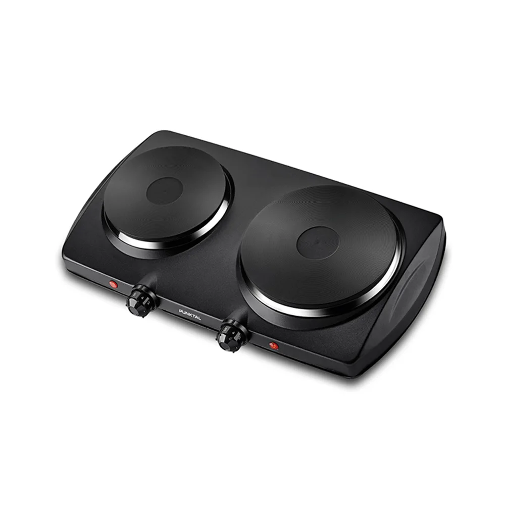 Anafe Eléctrico 2 Discos Punktal Color Negro 1500w Cable 1m - Imagen 1