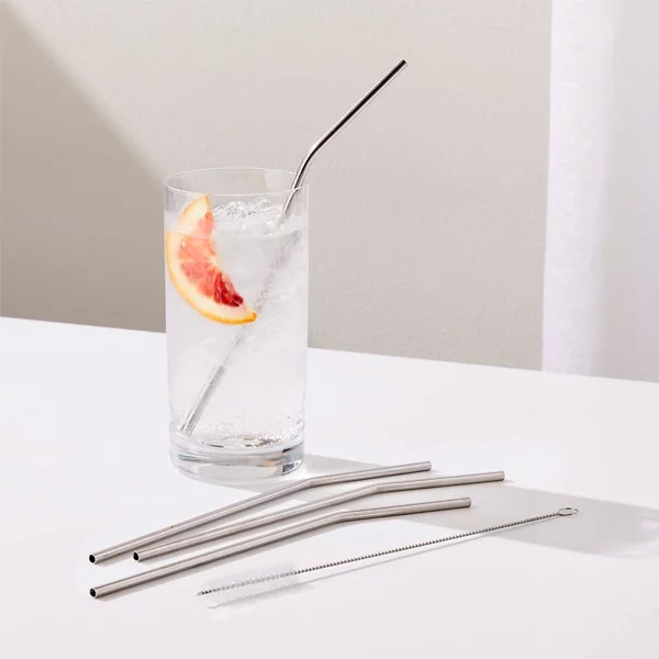 Sorbito Pajita Acero Inox Reutilizable X 4 Con Limpiador - Imagen 2