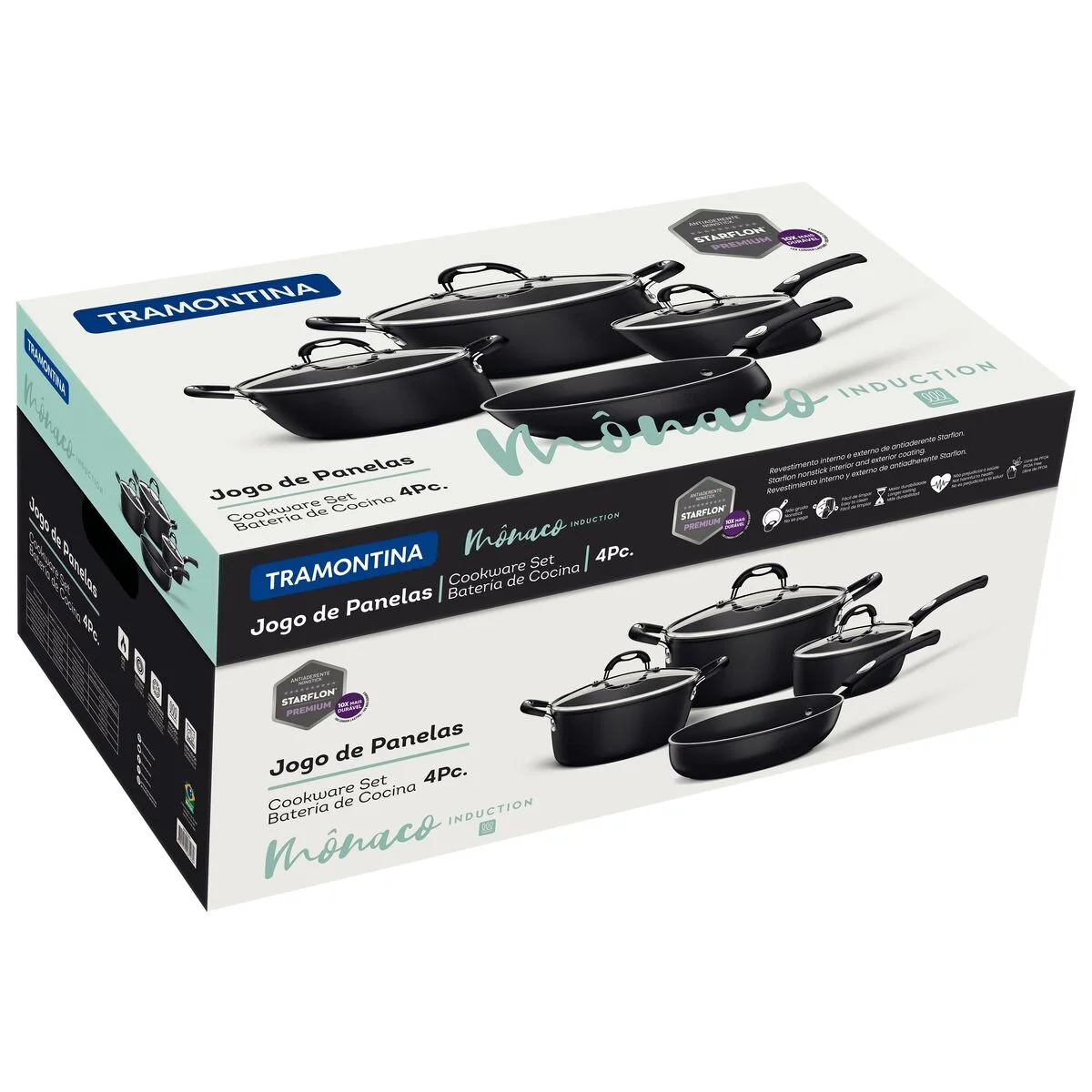 Bateria De Cocina Ollas Tramontina Monaco 4 Piezas Antiadher - Imagen 2