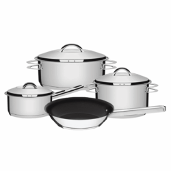 Bateria De Cocina Acero Inox Triple Fondo 4 Pzs Tramontina