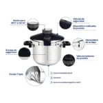 Olla a Presion Tramontina Presto Fondo Triple 6 Litros - Imagen 3