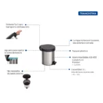 Basurero con Pedal New Tramontina Acero Inoxidable 5 Litros - Imagen 4