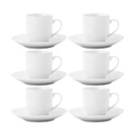 Taza Con Platillo De Porcelana Selecta 100 ml Blanco X6 Unid