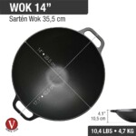 Wok De Hierro Esmaltado Victoria Con Asas 35 Cm 6 Litros - Imagen 3