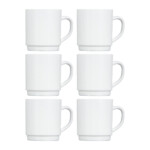 Taza De Vidrio Blanco Mug Apilable Luminarc 290 Ml X6 Unid
