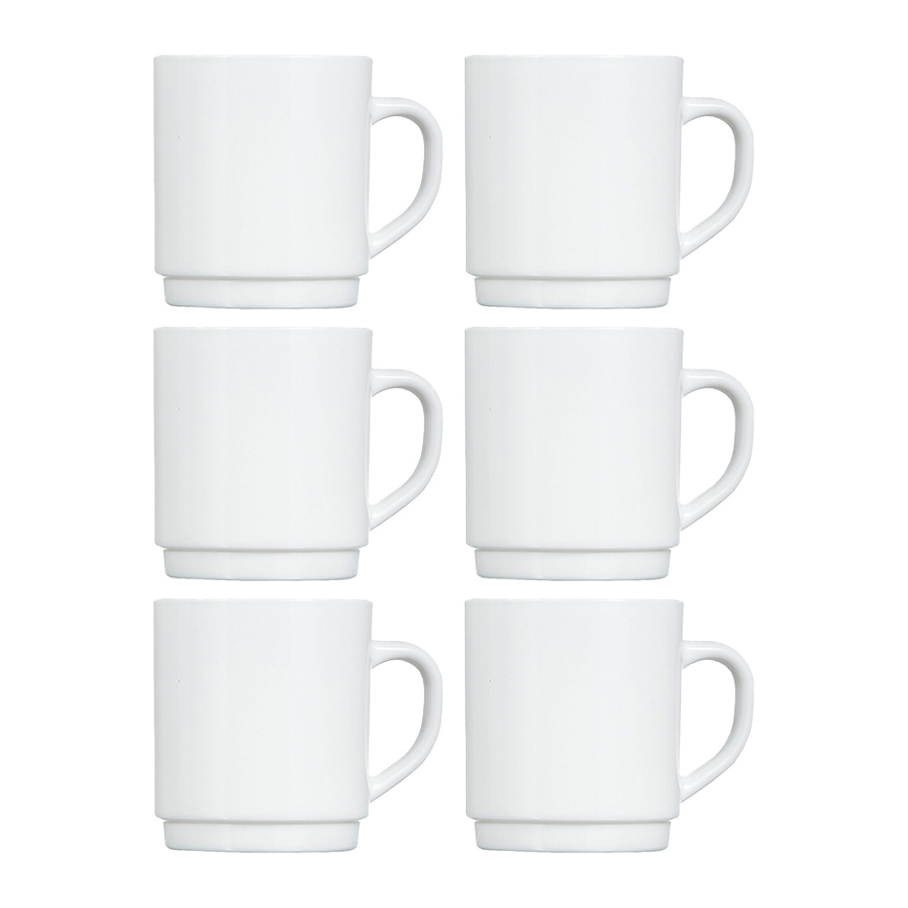 53586 - 1 Taza De Vidrio Blanco Mug Apilable Luminarc 290 Ml X6 Unid - Imagen 1
