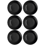 Plato Llano Vidrio 25 Cm Luminarc Negro Diwali X6 Unid