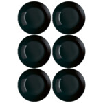 Plato Hondo Vidrio 20 Cm Luminarc Negro Diwali X6 Unid