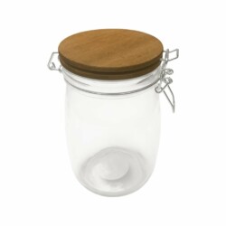 Frasco De Vidrio Hermetico Conserva 1000 Ml Tapa Madera