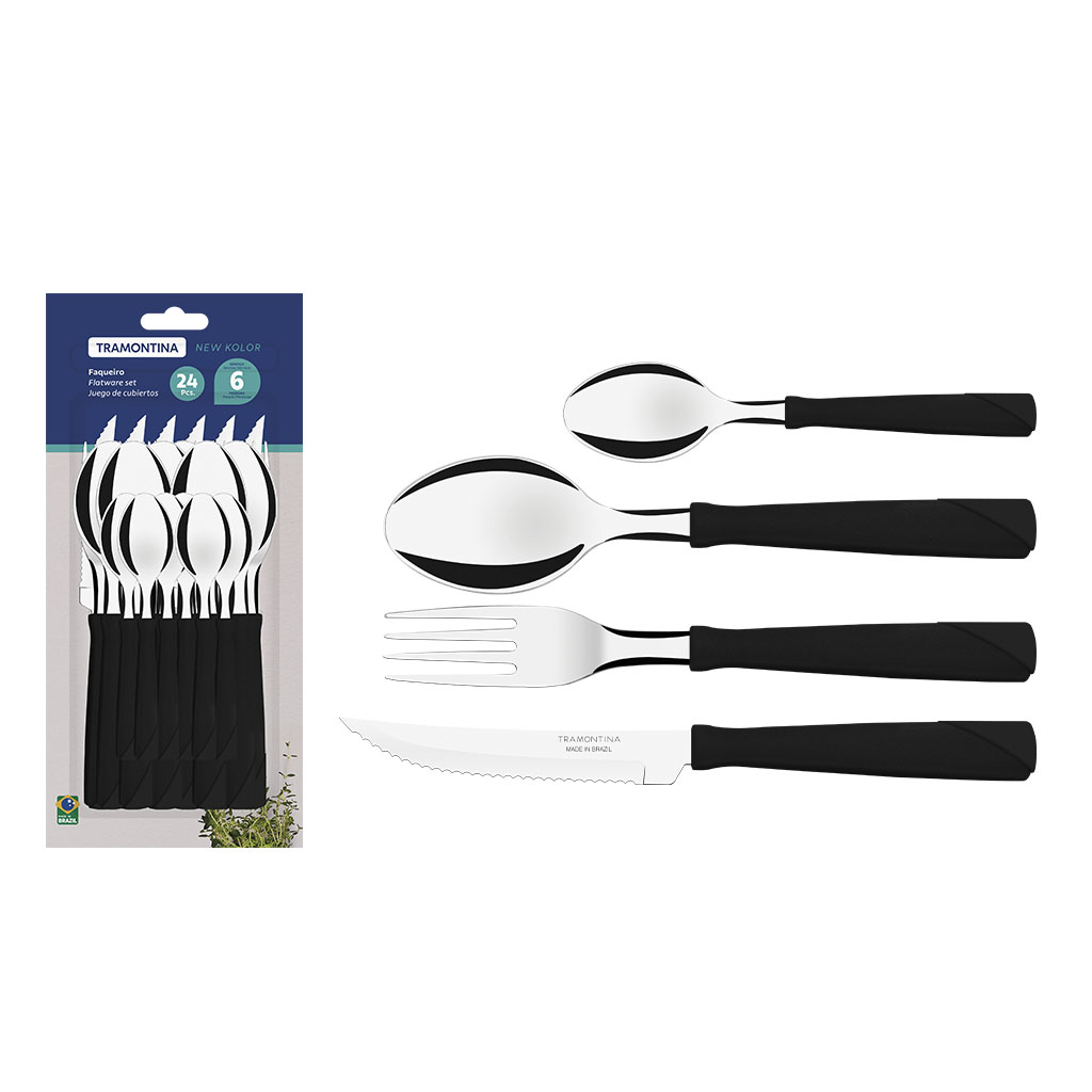 59931 Juego De Cubiertos Kit Tramontina 24 Piezas New Kolor - Imagen 1