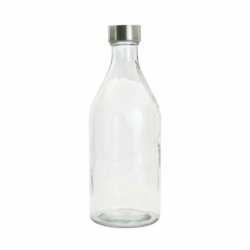 Botella De Vidrio Agua Jugos Tapa Rosca De Metal 1 Litro