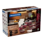 Juego De Ollas Tramontina Bateria Paris Teflon Antia 14 Pz Rojo - Imagen 2