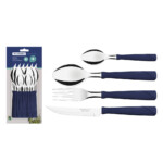 Juego De Cubiertos Kit Tramontina 24 Piezas New Kolor Azul Azul