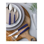 Juego De Cubiertos Kit Tramontina 24 Piezas New Kolor Azul Azul - Imagen 3